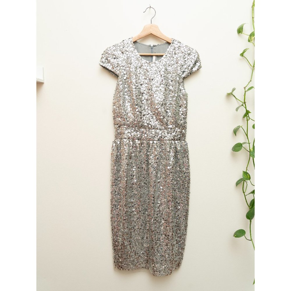Naeem Khan silver sequin dress